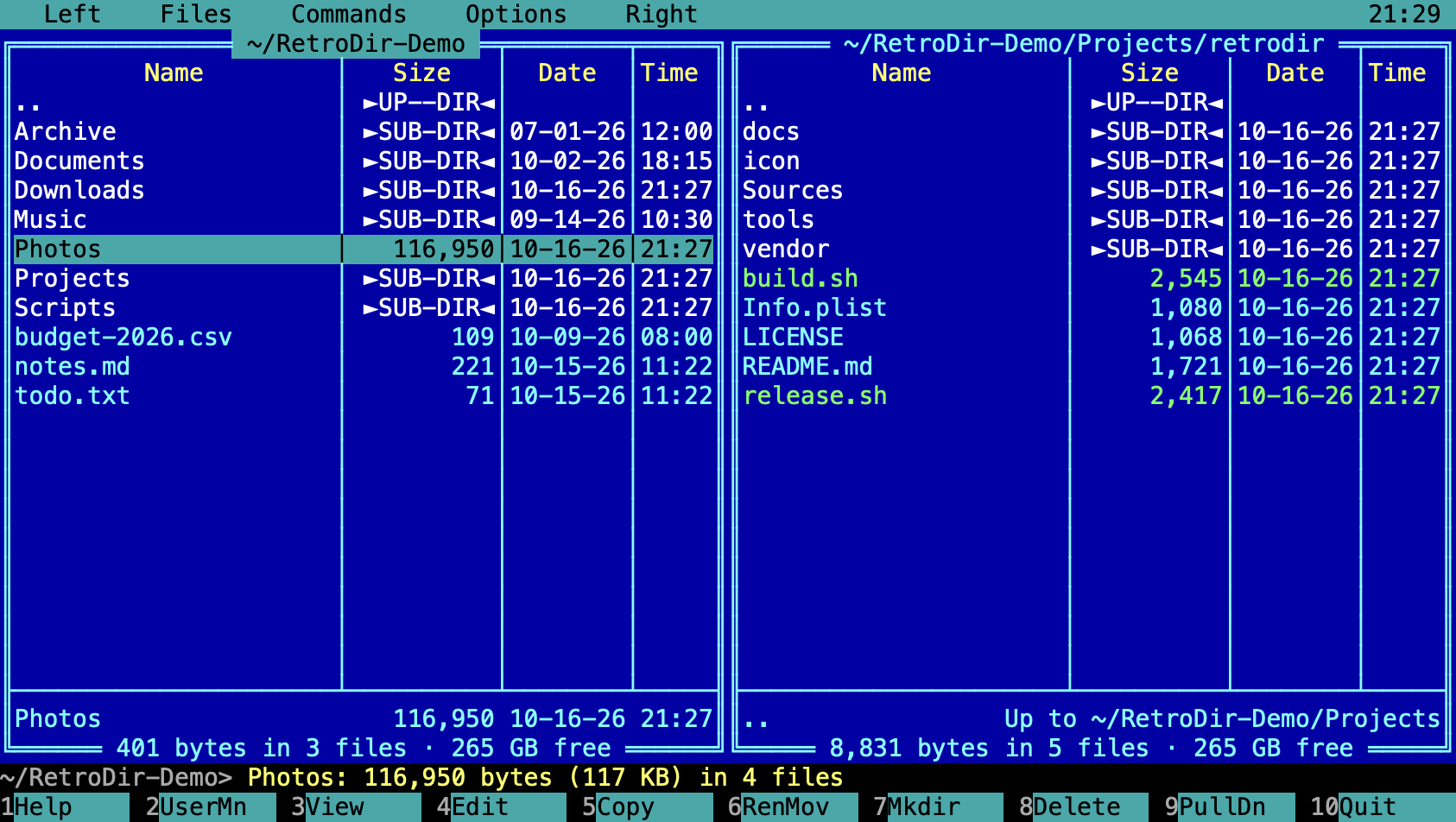 The Photos folder showing its calculated size