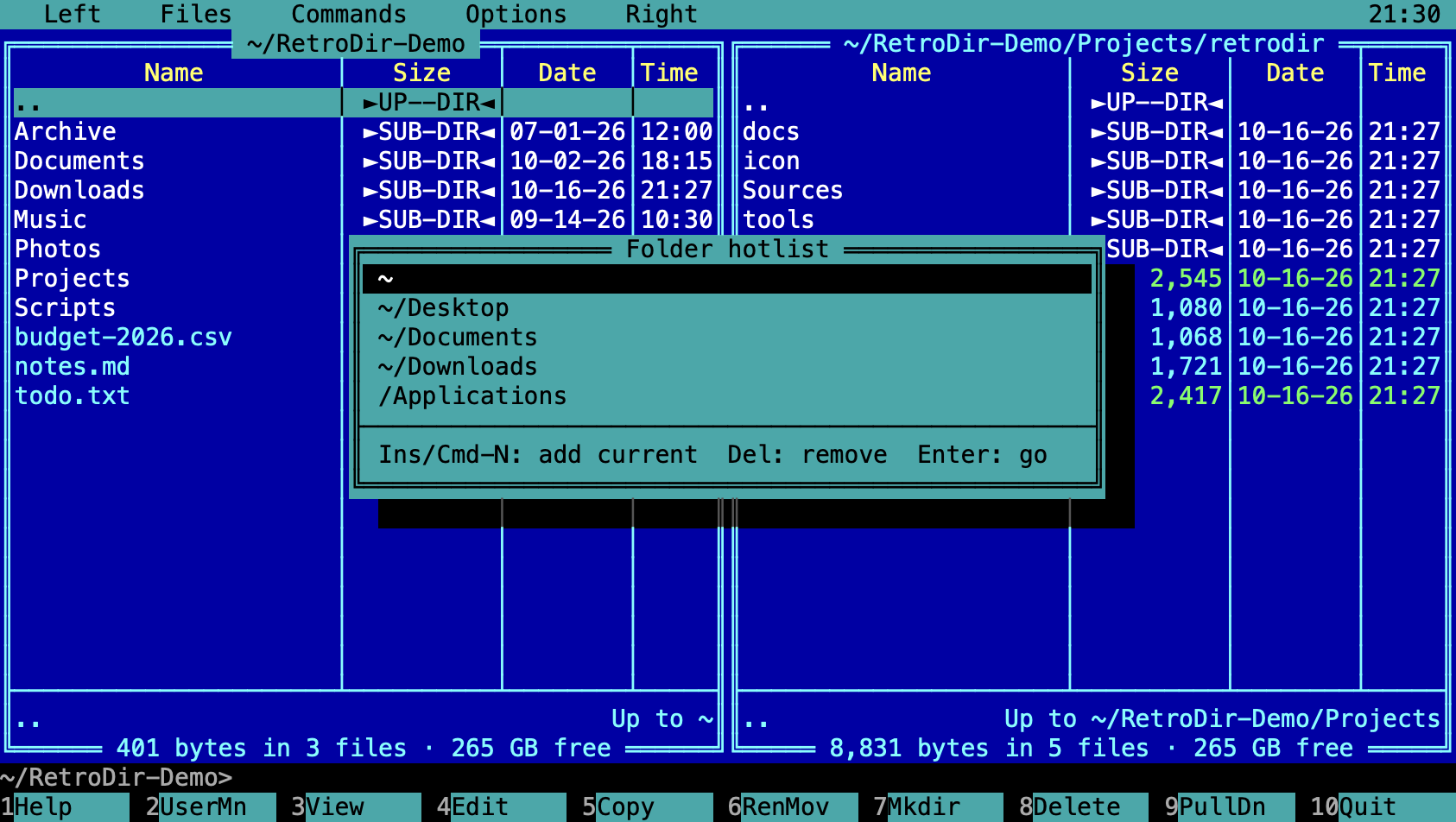 The Folder hotlist