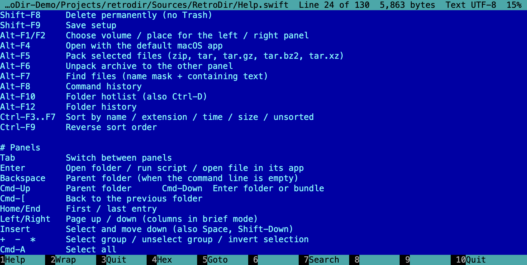 The full-screen file viewer showing a text file
